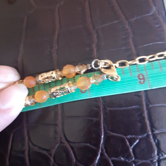 Tsumani Parure: Fire Opal Carnelian, Austrian Crystal and 18K Gold Plated Beads - Picture 9 of 13